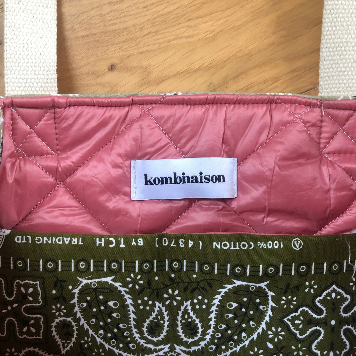 Weekly bag beige en bandana Kombinaison, fait main à Paris – photo 4