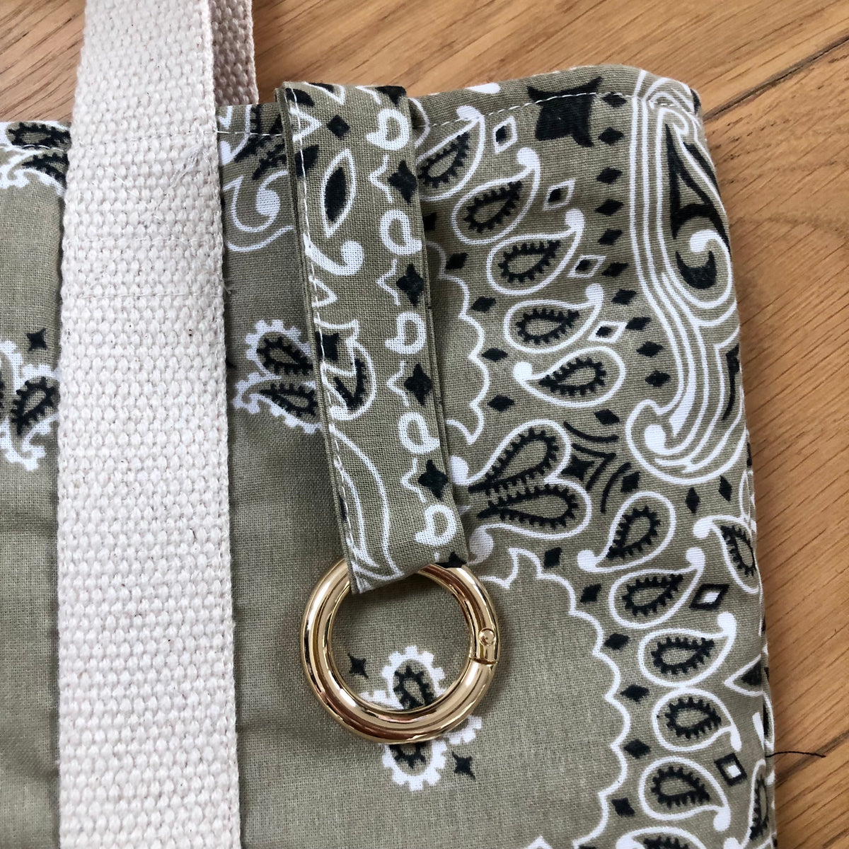 Weekly bag beige en bandana Kombinaison, fait main à Paris – photo 5