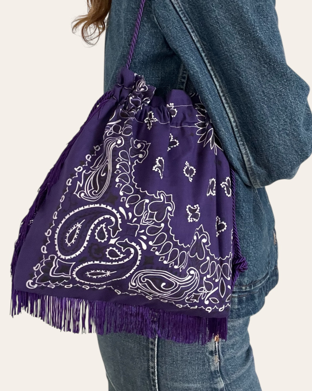 Pouch Bag à franges en bandana Kombinaison, fait main à Paris – photo 8