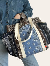 Charger l'image dans la galerie, Big Weekly bag - Marron, Bleu marine et bleu chambray
