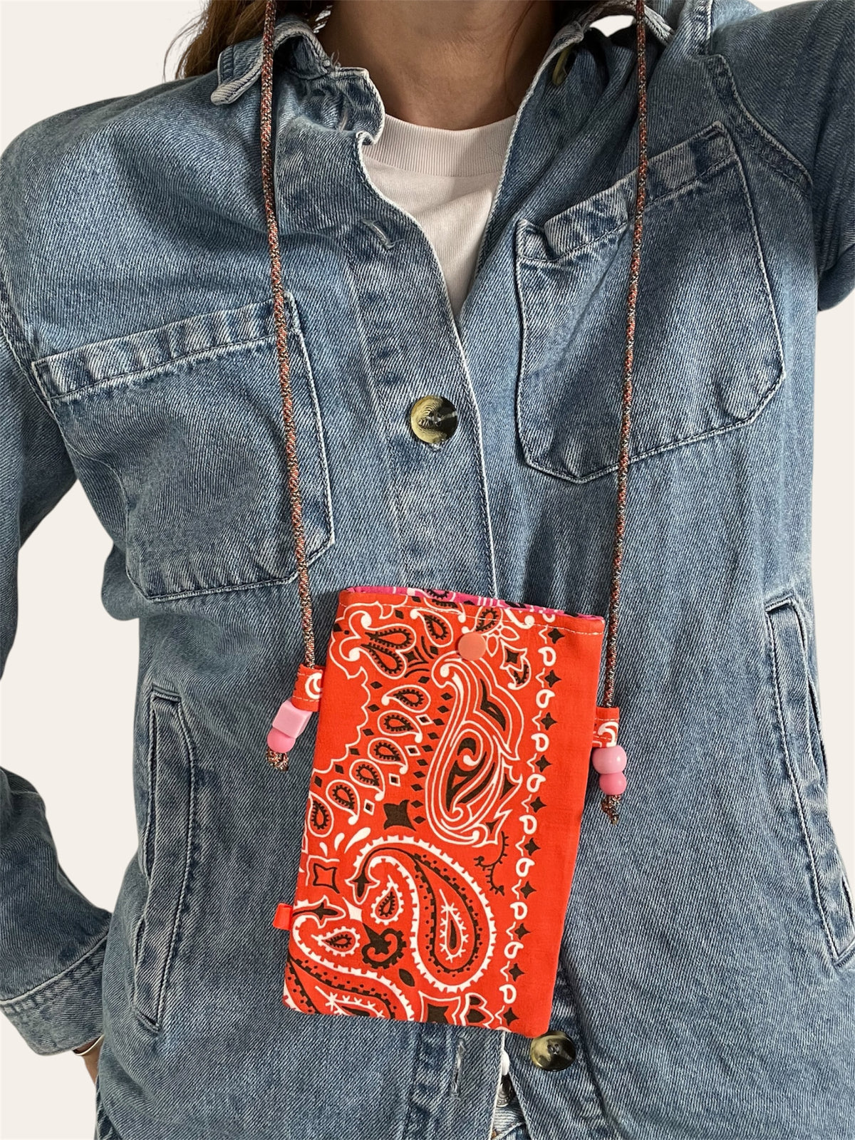 Pocket petit sac en bandana Kombinaison, fait main à Paris – photo 2